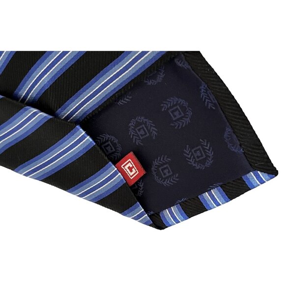 CHAPS Ralph Lauren 100% Silk Striped Blue Men's Necktie - Picture 3 of 6